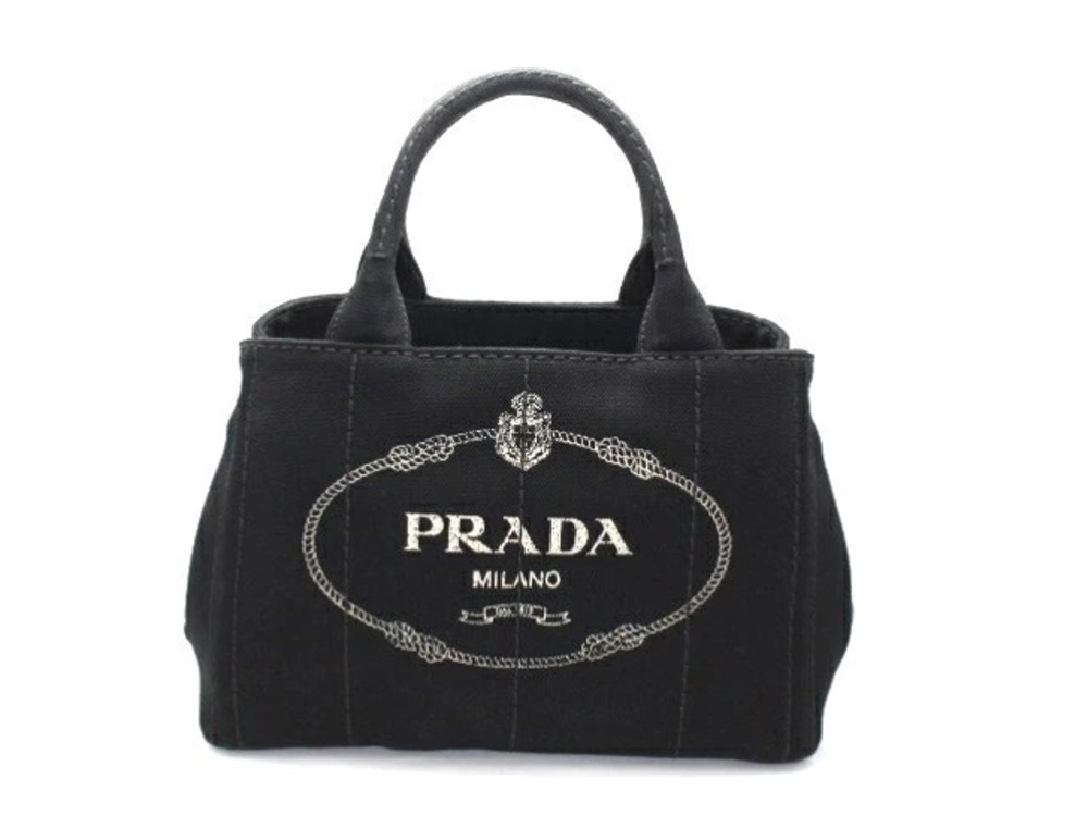 Prada Canapa Shoulder Bag Canvas Black